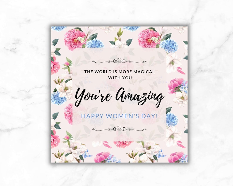8 March Women Day Happy Womens Day Gift Tag Printable International Womens Day Message to Employees Happy International Women's day Teacher image 1