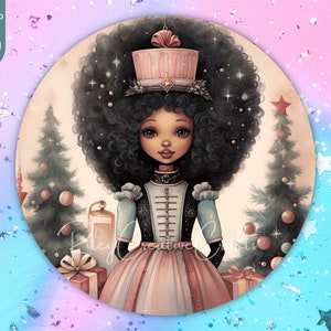 Africa American Nutcracker Door Hanger PNG, Christmas Nutcracker Door Sign Round Sublimation Ornament PNG, Nutcracker Wreath Sign Design