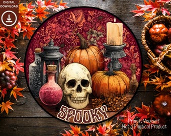 Colgador de puerta de Halloween PNG, Clipart de sublimación de puerta de Halloween, Posavasos de temporada espeluznante, Descarga digital, Letrero de corona, Arte de pared de otoño, Poción gótica