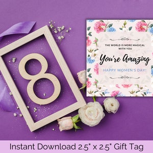 8 March Women Day Happy Womens Day Gift Tag Printable International Womens Day Message to Employees Happy International Women's day Teacher image 3