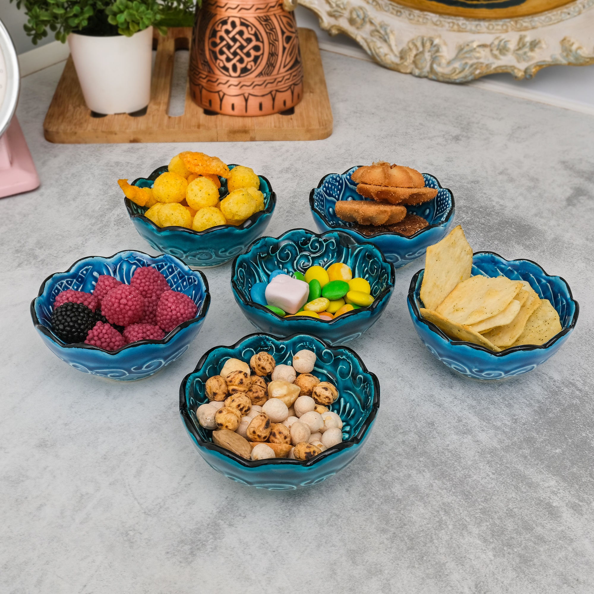 Ceramic Mini Pinch Bowls Set of 6, Small Bowls for Dipping Cooking Prep