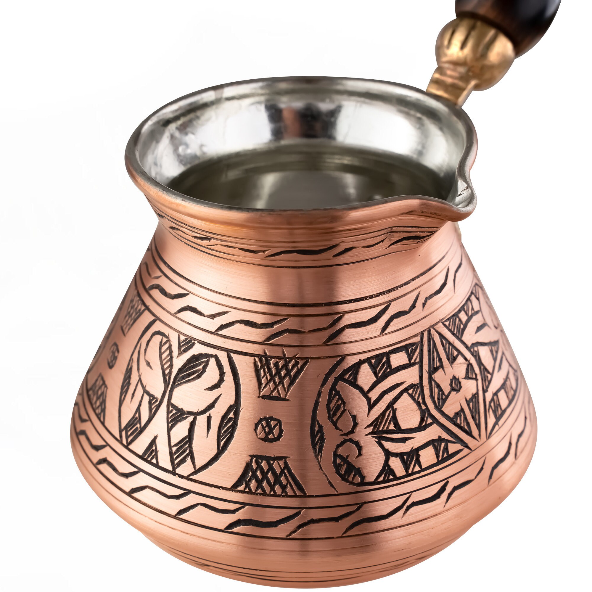 BCS Cezve Ibrik Briki Coffee Pot with Wooden Handle 12oz BCS Cezve Ibrik Briki Coffee Pot with Wooden Handle 12oz