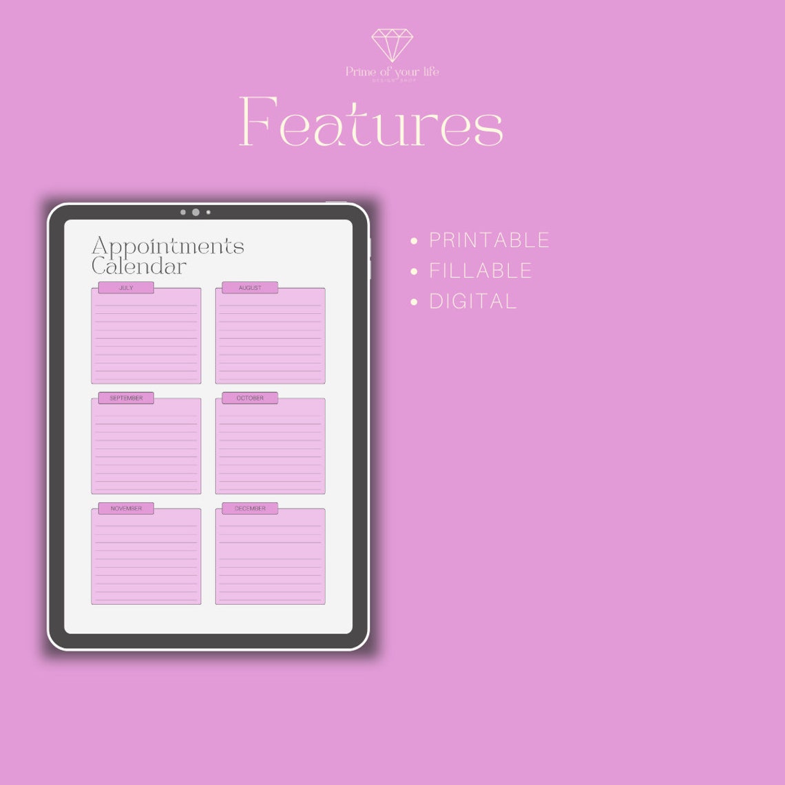 DIGITAL APPOINTMENTS CALENDAR Instant Download Appointment Etsy