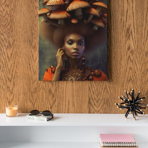 African Mycelium Deity Digital Art Print - Ethnic Wall Decor - Instant Download for Interior Design - Thoughtful Gift