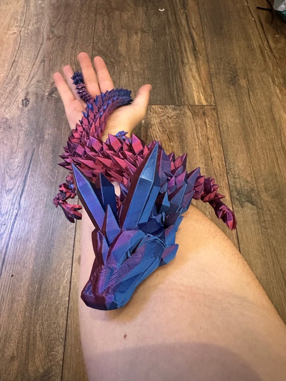 3D Printed Articulating Crystal Dragon Flexi Dragon Fidget Toy 