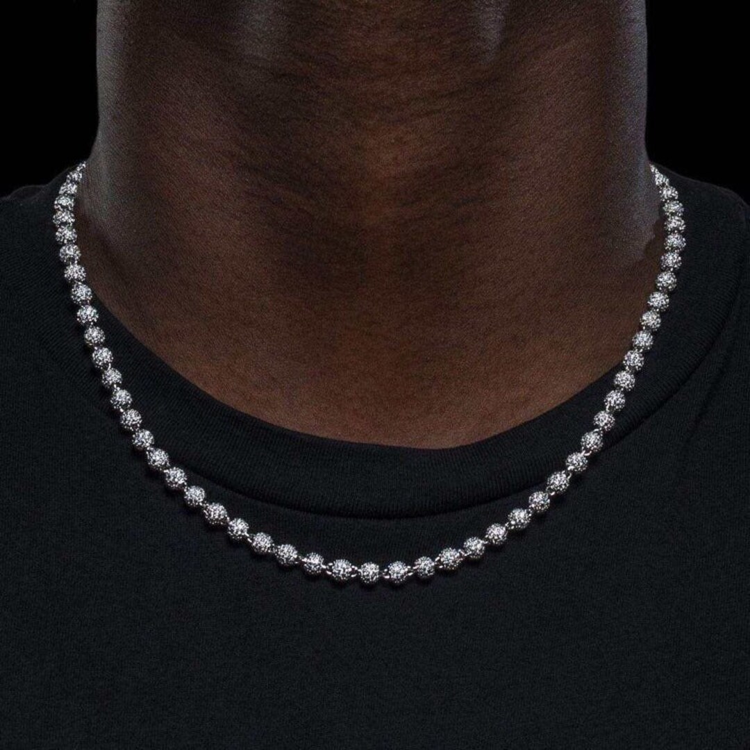 Iced Ball 10 MM Chain 18K Gold Platinum Choker Iced Out Etsy