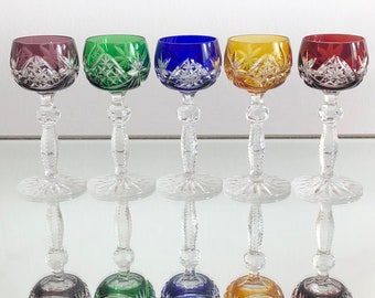 Crystal Cut Coloured Liquor Glasses