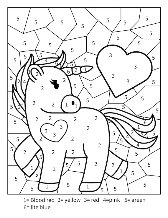 Color by Number Worksheets for Preschool - Unicorn Coloring Pages