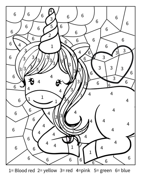 Printable: Unicorn Color by Number Activity Page for Toddlers, Kids, and  Adults 