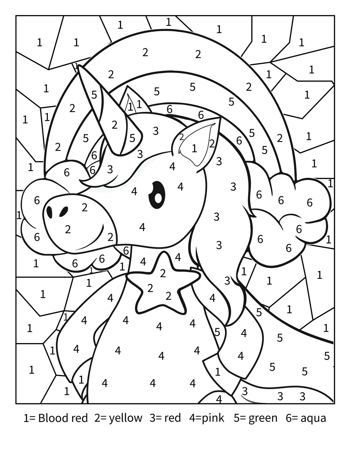 Printable: Unicorn Color by Number Activity Page for Toddlers, Kids ...