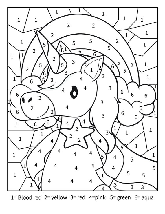 Printable: Unicorn Color by Number Activity Page for Toddlers, Kids, and  Adults 