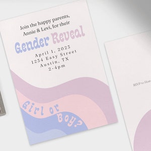 Retro Gender Reveal Invitation