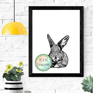 Rabbit Head Print - Digital Download - Etsy