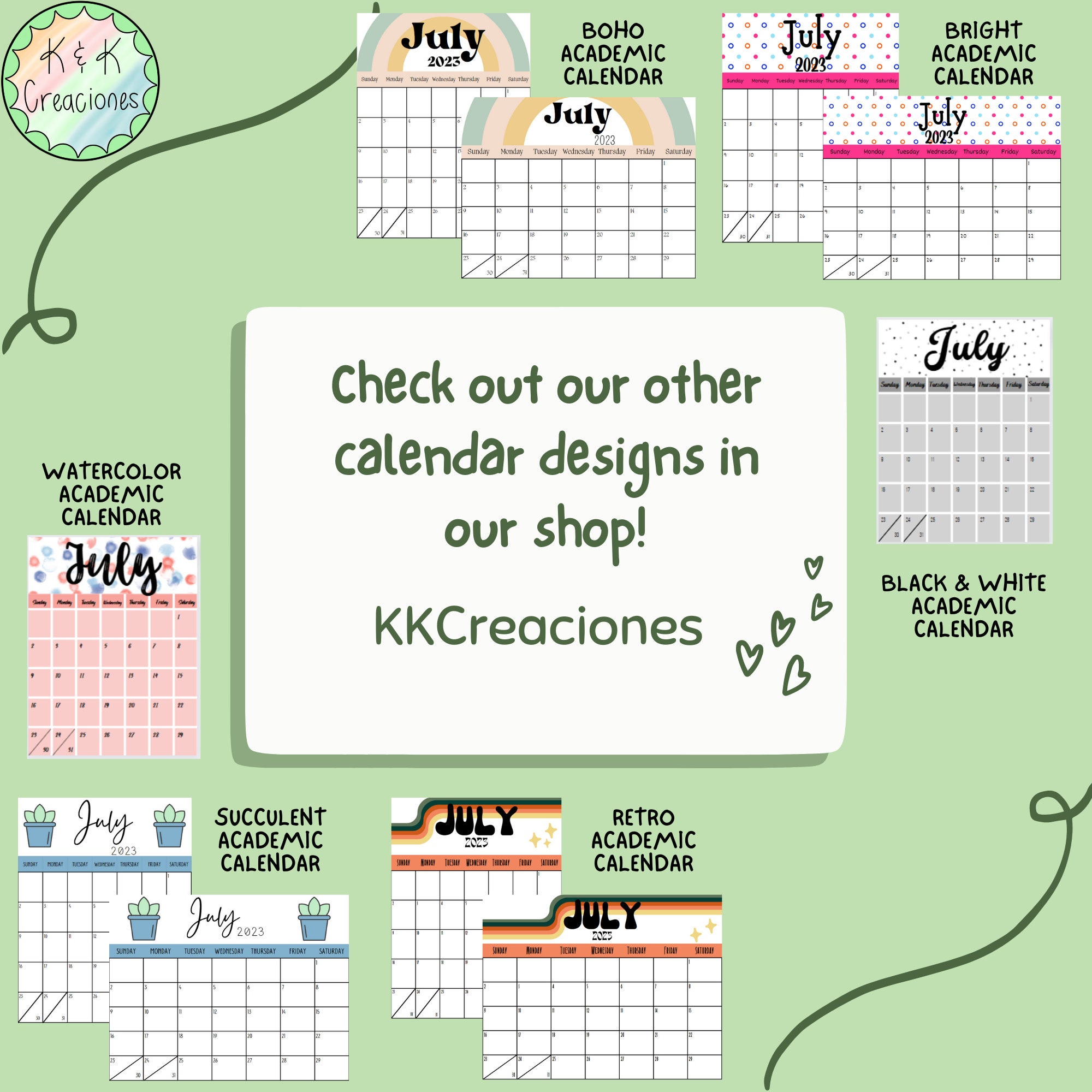 Custom Calendar Digital Download Calendario Personalizado Descarga ...
