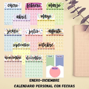 2025 Spanish Printable Calendar with Watercolor Design - Calendario Español de 2025