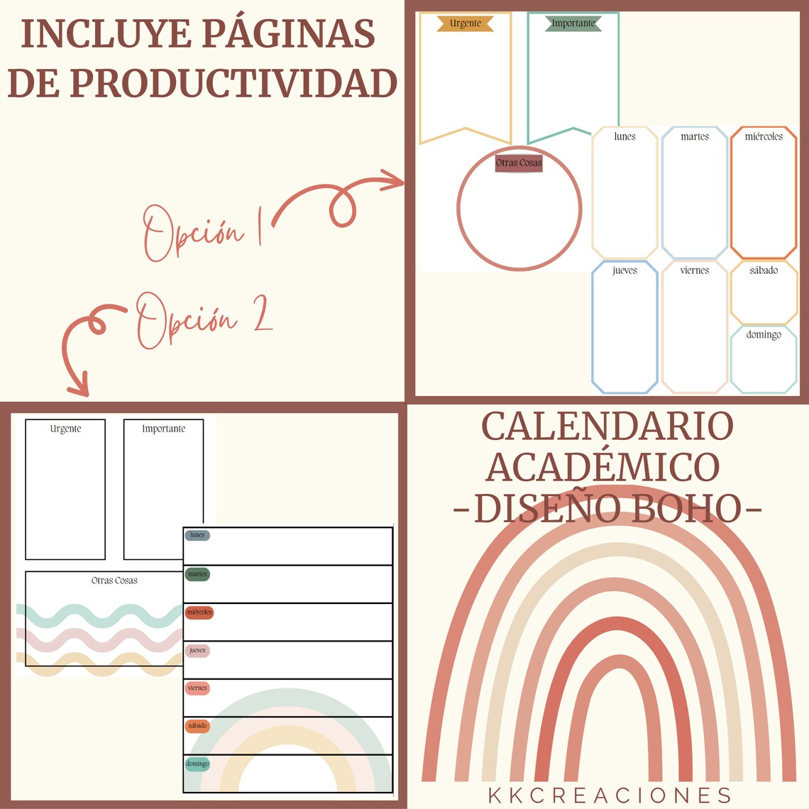 2023-2024 Spanish Academic Printable Calendar With Boho Design ...