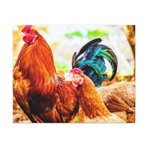 Beautiful Red Rooster Canvas Print,Rooster Canvas Wall Art,Farmhouse Decor,Rooster Canvas Print,Rooster Canvas Wall Hanging,Animal Decor