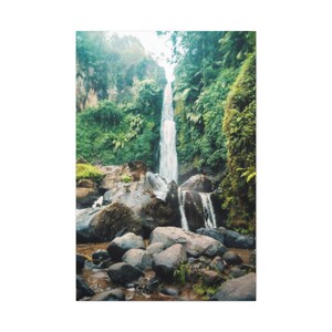 Beautiful Forest Waterfall Canvas Wall Art,Waterfall Canvas Wall Art,Waterfall In the Woods,Waterfall in the Stream,Waterfall Canvas Picture