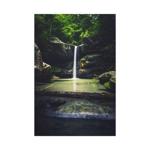 Beautiful Forest Waterfall Canvas Wall Art,Waterfall into the Woods Canvas Print,Waterfall Canvas Wall Art,Waterfall in the Forrest Canvas