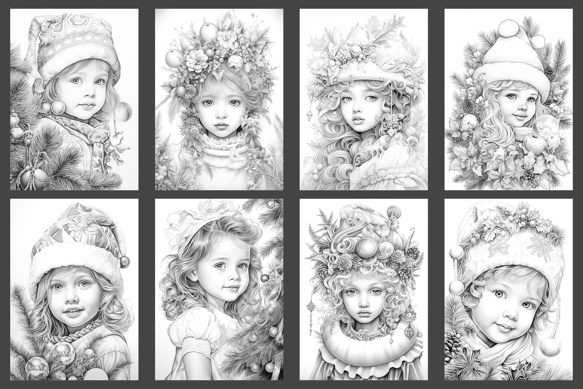 43 Christmas Girls Coloring Pages PDF Book, Adults Kids Instant ...