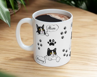 Cat Mom, Mommy, Mama 11oz Ceramic Coffee mug with Cute Cats