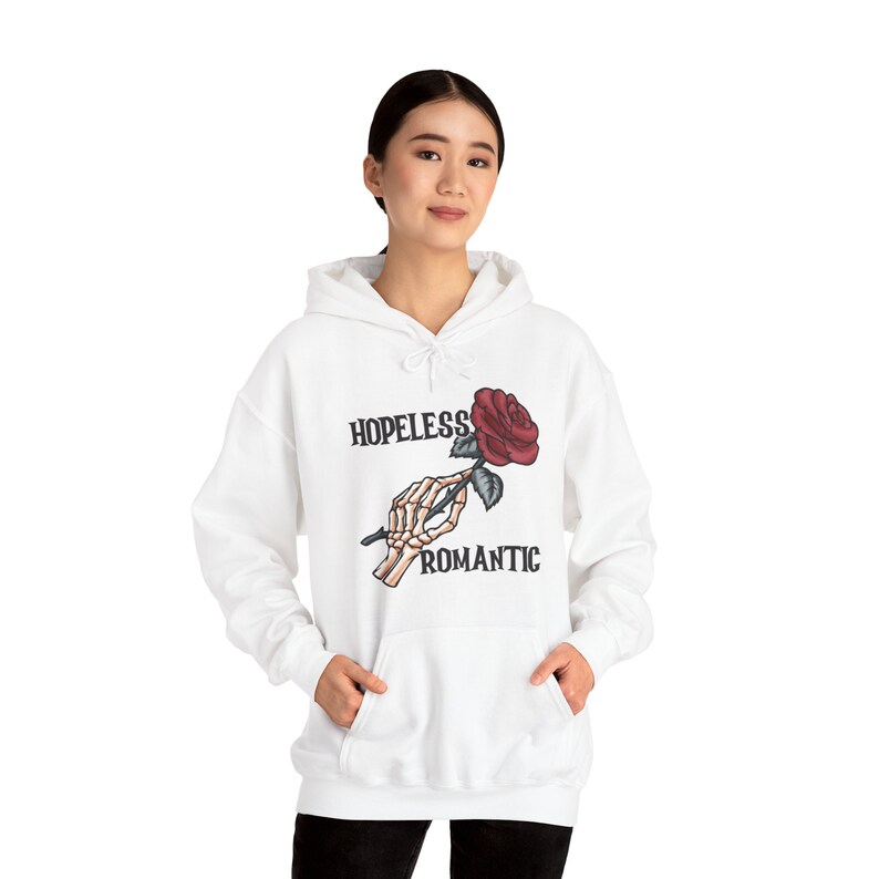 Hopeless Romantic Hoodie, Valentine's Day Hoody, Romance is Dead Hoodies, Unisex Heavy Blend™ Hooded Sweatshirt image 3