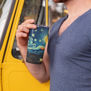 Vincent Van Gogh, Starry Nights, Van Gogh Starry Nights Inspired, Stainless Steel, Tumbler,  20oz