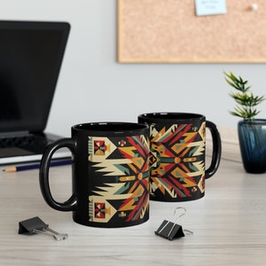 Native American/Indigenous People Tribal designed 11oz Black Ceramic Coffee Mug