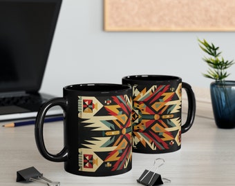 Native American/Indigenous People Tribal designed 11oz Black Ceramic Coffee Mug