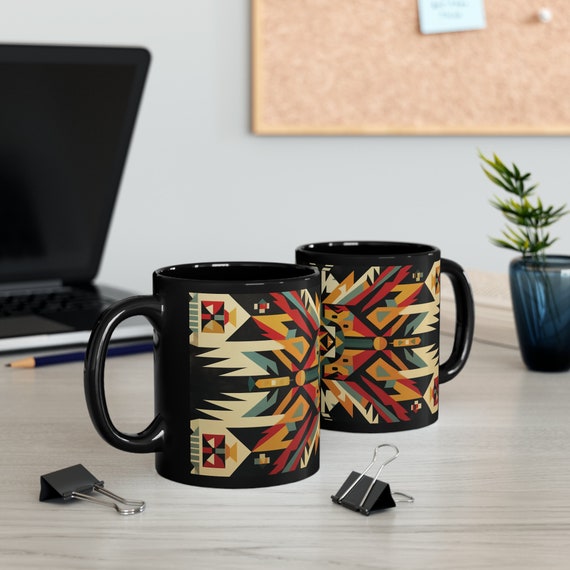 Native American/Indigenous People Tribal designed 11oz Black Ceramic Coffee Mug
