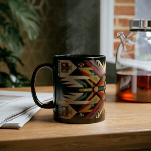 Native American/Indigenous People Tribal designed 11oz Black Ceramic Coffee Mug image 3
