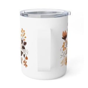 Floral Coffee Mug,Travel Coffee Mug, Earth Tones, Insulated Coffee Mug, 10oz image 4