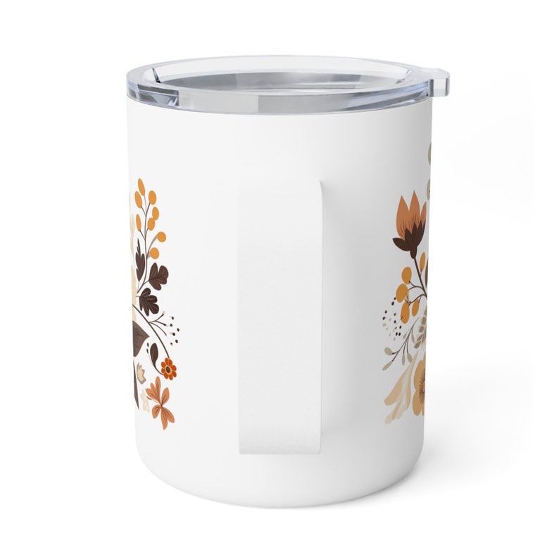 Floral Coffee Mug,Travel Coffee Mug, Earth Tones, Insulated Coffee Mug, 10oz image 4