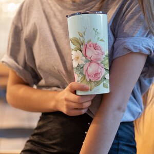 Roses, Lilies, Floral Design, Stainless Steel, Tumbler,  20oz