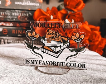 Soporte para estantería "Moralmente Gris" / Decoración para estanterías / Letrero acrílico para estanterías