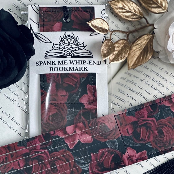 Spank Me Bookmark | Rose Faux Leather Whip End Bookmark | Leather Bookmark | Spicy Bookmark | Smut BookMark | Bookish Flogger | Dark Romance