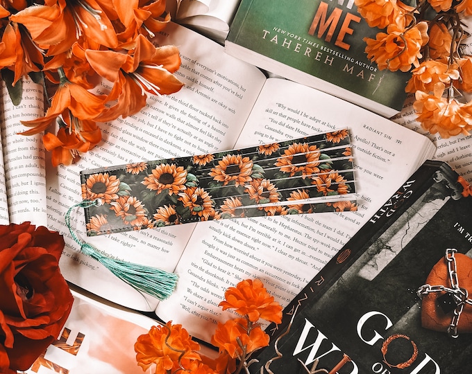 Featured listing image: Spank Me Bookmark | Sunflower Faux Leather Whip End Bookmark | Leather Bookmark | Spicy Bookmark | Smut BookMark | Flogger | Dark Romance