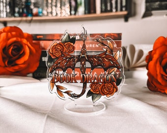 Soporte para estantería con forma de dragón / Decoración para estanterías / Letrero acrílico para estanterías