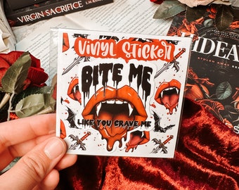 Vampire Book Sticker | Bite Me Water Proof Sticker | Vinyl Reading Sticker | Bookish Merch | Cute Book Sticker | Monster Romance Stickers