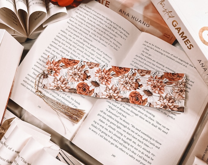 Featured listing image: Spank Me Bookmark | Flower Faux Leather Whip End Bookmark | Leather Bookmark | Spicy Floral Bookmark | Smut Book Mark | Bookish Flogger |