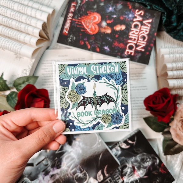 Book Dragon Bookish Sticker | Bookish Water Proof Sticker | Vinyl Reading Sticker | Bookish Merch | Cute Book Stickers