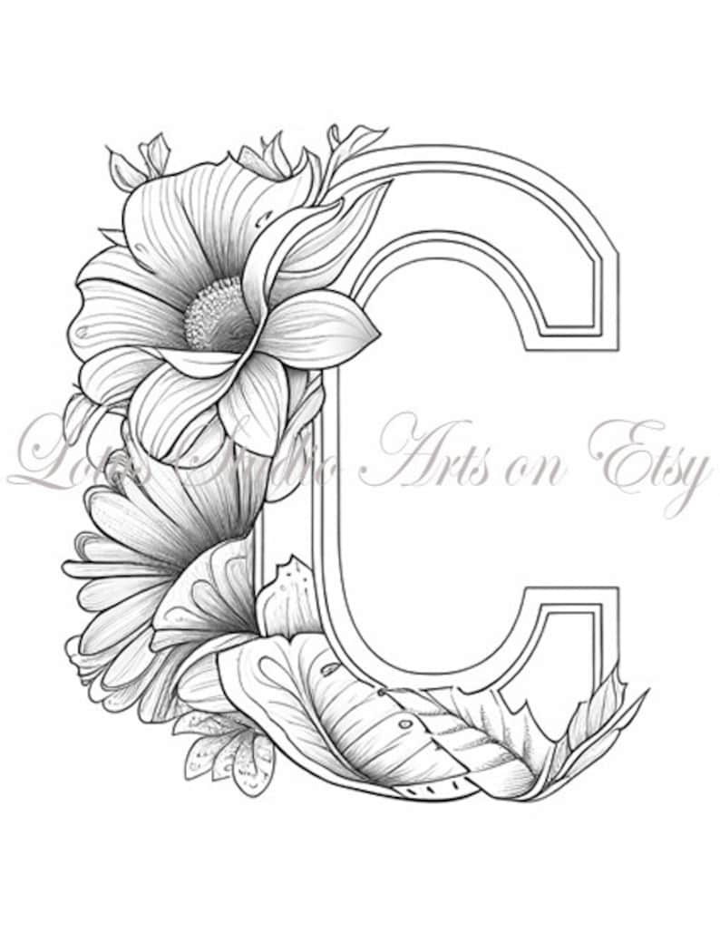 Floral Letter quot c quot Coloring Page - Il 794xN.4608432850 3p5h 