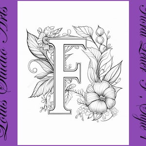 Buchstabe &quot;F&quot; Malseite, Stil 1 - Alphabet Malseite zum Ausdrucken für Erwachsene und Jugendliche - Ideal für Bastelprojekte!