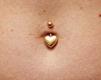 Hartvormige navelring in goud en zilver • Navelhalterstang van chirurgisch staal 316L • Cadeau voor haar VK