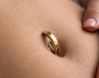 Piercing de ombligo con cierre a presión de acero quirúrgico 316L • Plata y oro • 6 mm 8 mm 10 mm • Piercing de ombligo con bisagra de 14G