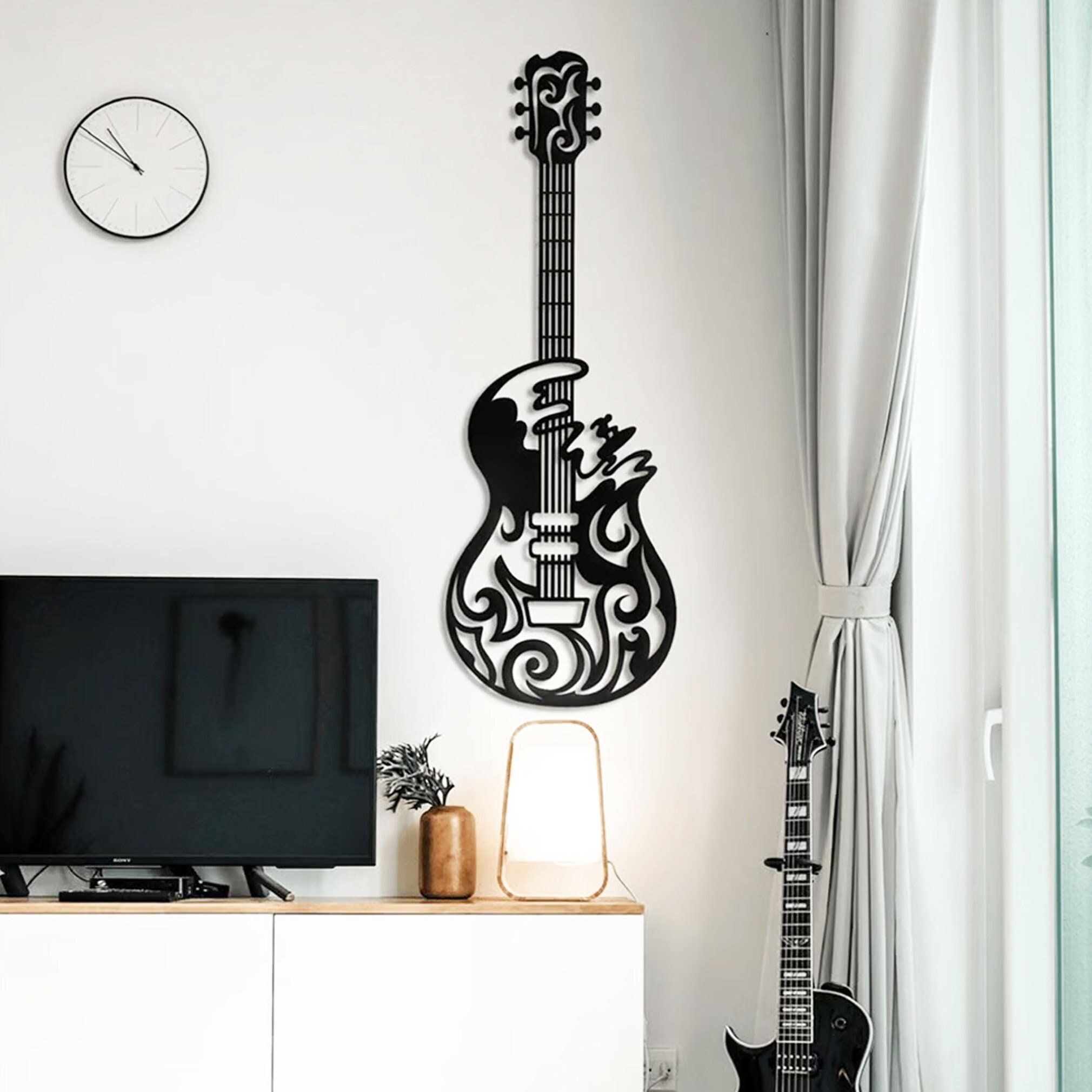 Guitar Metal Wall Metal Wall Artmetal Wall Etsy