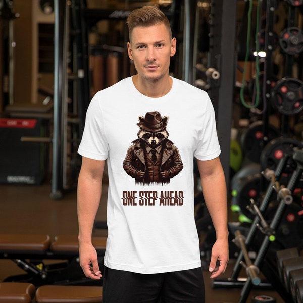 One Step Ahead Gangster Racoon, Cool T-shirt, Unisex T-shirt.