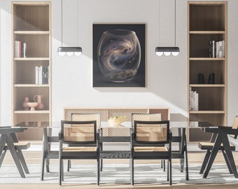 Galaxy Glass Digital Download Print, Universe Galaxy Poster, Galaxy Poster for Living and Dinning Room