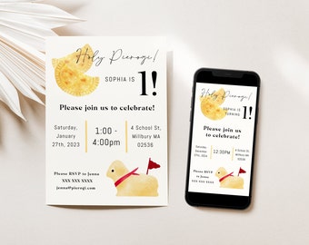 Birthday Party Invitation | Pierogi Party | Butter Lamb | Instant Download