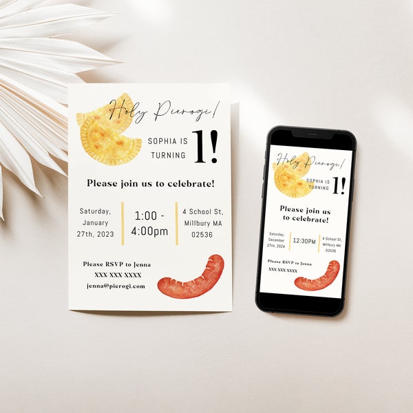 Birthday Party Invitation | Pierogi Party | Editable Template | Instant Download